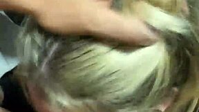 latina slut kneels in cinema bathroom sucking my throbbing cock outdoors