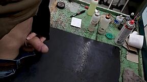 i can't help masturbating on my workbench at work with this big cock toy
