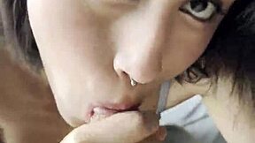 Girlfriend Swallows Cuckold's Cum-Filled Blowjob in Dorm