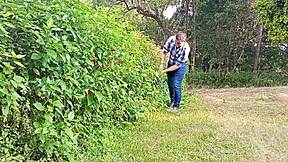 Mega-Endowed Brazilian Bear Jerks Thick Cock Till Cum on Farm