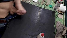 i can't help masturbating on my workbench at work with this big cock toy