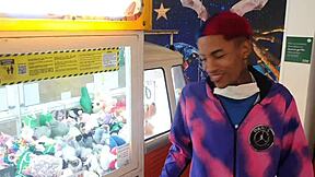 Latina teen hunts monster cock in shop playland then fucks in bathroom