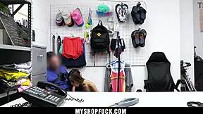 Loss Prevention Officer Catches Bikini Thief Teen and Pounds Her Bent Over Doggy Style