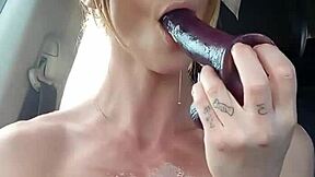 Big Tits Burst Out in Car for Daring Public Nudity Thrill!