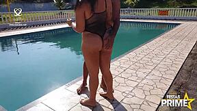 Novinha Big Ass Grabs Uncle Dj Jump's Dick Poolside Full Pound!