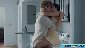 Man, this sweet babysitter's big natural tits are unreal