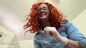 Step-sister's cfnm femdom exam leads to gloved handjob explosion full vid!