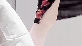 wanna see this cute japanese student's tiny tits and skinny legs in softcore foot tease?