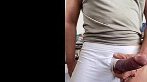sexy hung amateur teases his massive throbbing cock bulge slowly