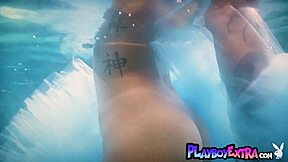 Bombastic Ebony Julie Kay Strips Naked Posing by Pool!