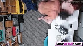 redhead teen shoplifter caught by cop gets monster cock punishment in office