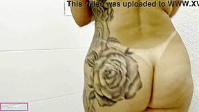 brazilian milf slut washes fat pussy for lover while chubby ass jiggles solo