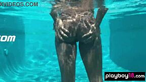 Naked Ebony Milf Ana Foxxx Fingers Hairy Pussy Under Water