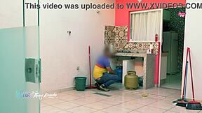 hot milf wife steps from shower in nightgown flashing big natural tits to delivery boy