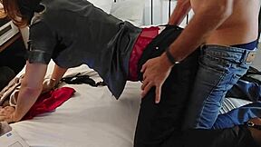 Sexy French Slut Clothed Rose Satin Panty Spandex Doggystyle Ass Lick POV