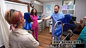 Channy Crossfire's Pussy Pounded by Latex Gloved Lesbians Backstage