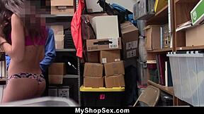 lp officer bends shoplifter over desk rams his cock deep in her tight teen pussy - myshopsex