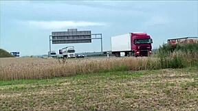 little 18+ teen gets cum blasted on face during public street gangbang threesome