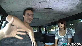 short redhead teen fucked hard for cash on bus!