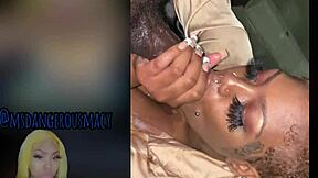 Fat ebony milf slurps wet on neighbor boyfriend's monster bbc