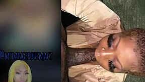 Fat ebony milf slurps wet on neighbor boyfriend's monster bbc