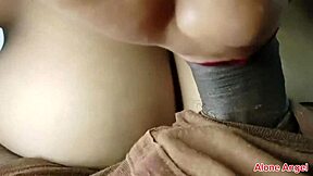 Step-Daughter Seduces Step-Father with Big Natural Tits for Bedroom Blowjob Fuck