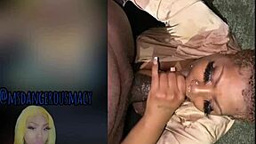 Fat ebony milf slurps wet on neighbor boyfriend's monster bbc