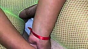 latina milf housewife massages hubby's dick then takes cumshot on ass