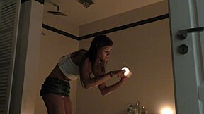 Petite teen skinny tits spied in bathroom voyeur fantasy