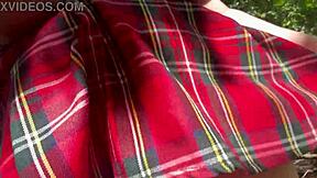 big boobed milf wife spreads hairy pussy wide in forest for public play