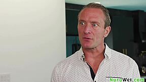 clarke kent gets river lynn's big natural tits and wet body sliding all over in nuru massage