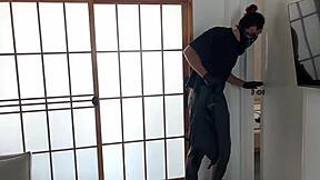 cutie tied up moans deepthroating cock craving facial cumshot every bound second