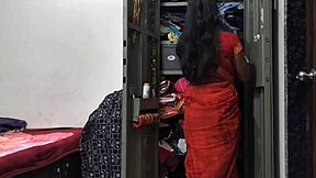 Maid cleans cupboard then owner fucks her hard in kitchen