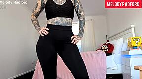 melody radford's huge tits burst thru sheer leggings!