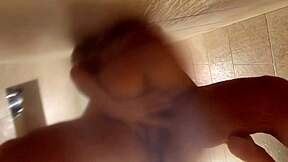 Spy Friend's Busty Wife in Shower, Invites Big Cock Creampie