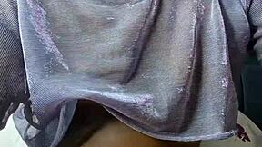 peep this muscular ebony teen stepsis fingering her juicy wet pussy lips doggystyle solo