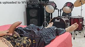 man strokes monster cock hard in homemade domination solo cam!