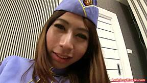 Thai Ladyboy Stewardess Crystal Teases with Anal Beads in Bangkok