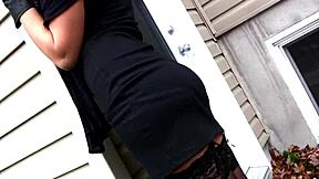 My girlfriend smokes teasing in sexy outdoor lingerie