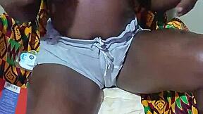 petite ghanaian babe fingers her tight pussy solo at home