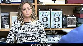 Bend over, blonde thief—security officer's big cock pounds your tight pussy doggystyle now