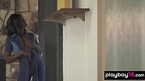 victoria antoinette hot ebony teen strips lingerie bares natural tits pussy