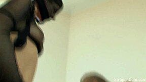 Ever seen pantyhose lesbians rip clothes for double strapon fuck?