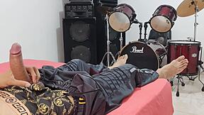 man strokes monster cock hard in homemade domination solo cam!