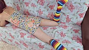 my taboo teen half-sister studies with no panties on