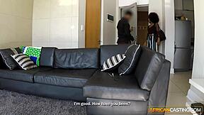 Big tits nubian milf takes sloppy throat fuck then POV pussy railing