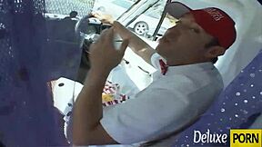 Shaved Pussy Brunette Craves Cock After Ice Cream Tease