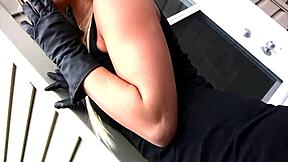 My girlfriend smokes teasing in sexy outdoor lingerie