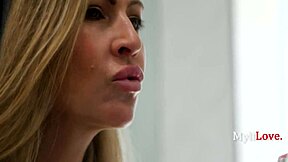 Step mom gi gi dior spoons her wet shaved pussy on me!