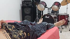 man strokes monster cock hard in homemade domination solo cam!